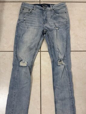 Serenede Skinny Ripped Light Blue Men's Jeans